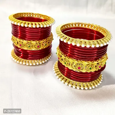 Maroon fancy bangle brass kangal chuda set pear kada for girls and women (Pack of 30)-thumb3