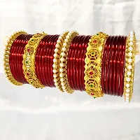 Maroon fancy bangle brass kangal chuda set pear kada for girls and women (Pack of 30)-thumb3