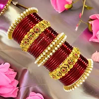 Maroon fancy bangle brass kangal chuda set pear kada for girls and women (Pack of 30)-thumb4