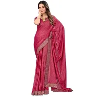 JAY AMBEY FABRICS Floral Foil Print Saree For Women Lycra Blend Saree With Blouse Piece (Magenta)-thumb1