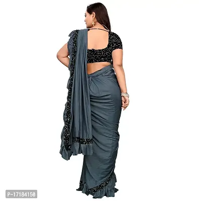 JAY AMBEY FABRICS Women's Woven Polyester Saree With Blouse Piece (Saree_Grey)-thumb4