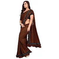 JAY AMBEY FABRICS Women's Woven Polyester Saree With Blouse Piece (Saree_Brown)-thumb1