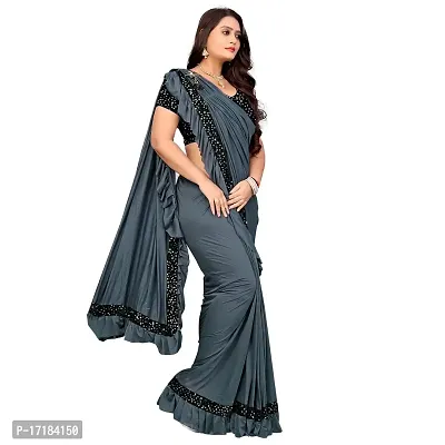 JAY AMBEY FABRICS Women's Woven Polyester Saree With Blouse Piece (Saree_Grey)-thumb3