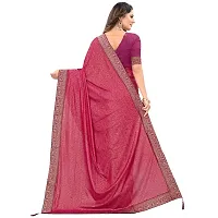 JAY AMBEY FABRICS Floral Foil Print Saree For Women Lycra Blend Saree With Blouse Piece (Magenta)-thumb3