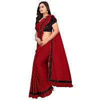 JAY AMBEY FABRICS Women Woven Polyester Saree With Blouse Piece (Saree_Red)-thumb2