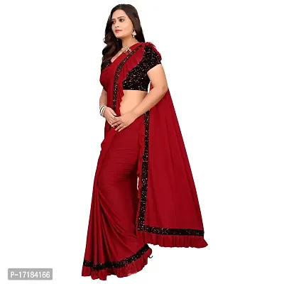 JAY AMBEY FABRICS Women Woven Polyester Saree With Blouse Piece (Saree_Red)-thumb3