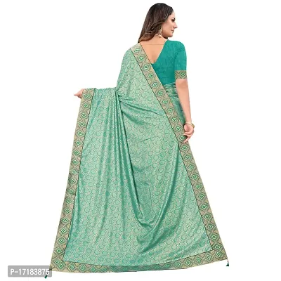 JAY AMBEY FABRICS Floral Foil Print Saree For Women Lycra Blend Saree With Blouse Piece (Rama Green)-thumb4