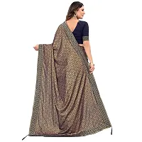 JAY AMBEY FABRICS Floral Foil Print Saree For Women Lycra Blend Saree With Blouse Piece (Royal Blue)-thumb3