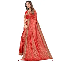 JAY AMBEY FABRICS Floral Foil Print Saree For Women Lycra Blend Saree With Blouse Piece (Red)-thumb2