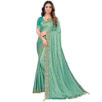 JAY AMBEY FABRICS Floral Foil Print Saree For Women Lycra Blend Saree With Blouse Piece (Rama Green)-thumb2