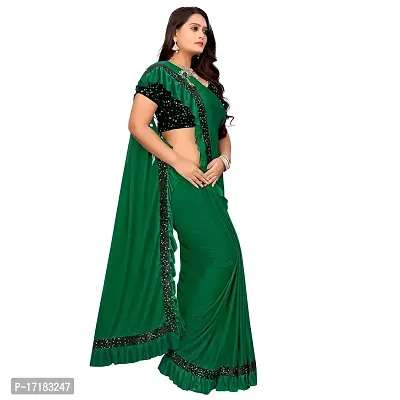 JAY AMBEY FABRICS Women's Woven Polyester Saree With Blouse Piece (Saree_Green)-thumb3