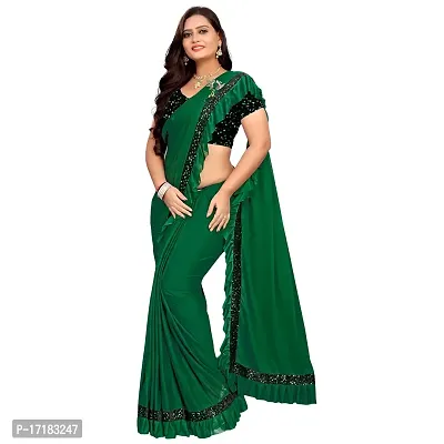 JAY AMBEY FABRICS Women's Woven Polyester Saree With Blouse Piece (Saree_Green)-thumb0