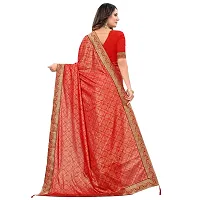 JAY AMBEY FABRICS Floral Foil Print Saree For Women Lycra Blend Saree With Blouse Piece (Red)-thumb3