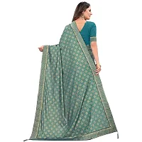 JAY AMBEY FABRICS Floral Foil Print Saree For Women Lycra Blend Saree With Blouse Piece (Dark Green)-thumb3