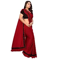 JAY AMBEY FABRICS Women Woven Polyester Saree With Blouse Piece (Saree_Red)-thumb1