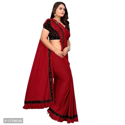 JAY AMBEY FABRICS Women Woven Polyester Saree With Blouse Piece (Saree_Red)-thumb2