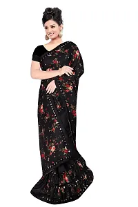 JAY AMBEY FABRICS Women's Ruffle Lycra Frill Saree With Unstitched Blouse Material Ethnic Wear Traditional Saree's (BLACK)-thumb3