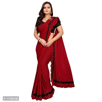 JAY AMBEY FABRICS Women Woven Polyester Saree With Blouse Piece (Saree_Red)-thumb0