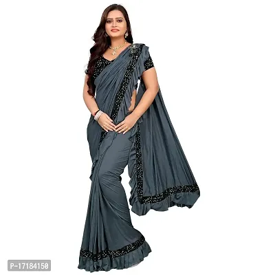 JAY AMBEY FABRICS Women's Woven Polyester Saree With Blouse Piece (Saree_Grey)-thumb0