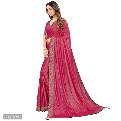 JAY AMBEY FABRICS Floral Foil Print Saree For Women Lycra Blend Saree With Blouse Piece (Magenta)