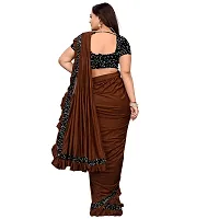 JAY AMBEY FABRICS Women's Woven Polyester Saree With Blouse Piece (Saree_Brown)-thumb3