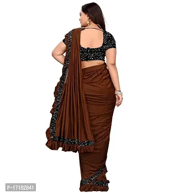 JAY AMBEY FABRICS Women's Woven Polyester Saree With Blouse Piece (Saree_Brown)-thumb4