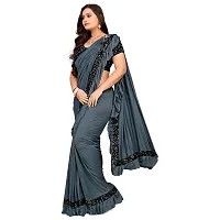 JAY AMBEY FABRICS Women's Woven Polyester Saree With Blouse Piece (Saree_Grey)-thumb1