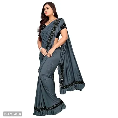 JAY AMBEY FABRICS Women's Woven Polyester Saree With Blouse Piece (Saree_Grey)-thumb2