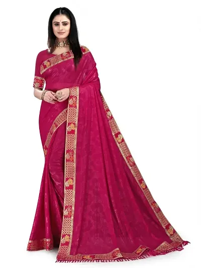 Lycra Lace Border Partywear Sarees with Blouse Piece