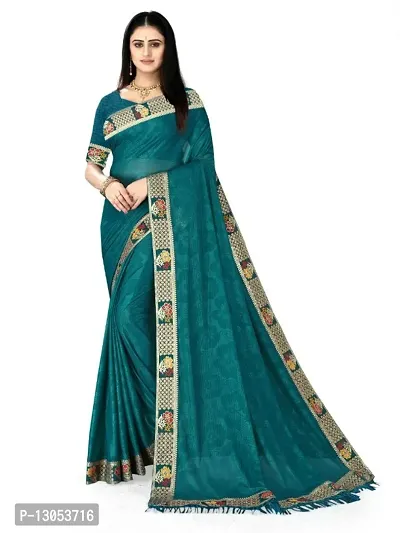 Stylish Lycra Blend Solid Saree With Separate Blouse Piece For Women