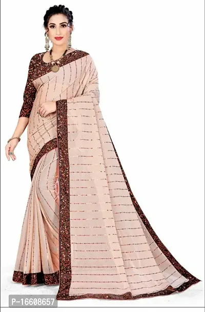 Fancy Lycra Blend Saree with Blouse Piece for Women