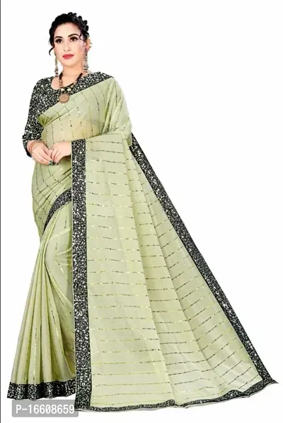 Fancy Lycra Blend Saree with Blouse Piece for Women