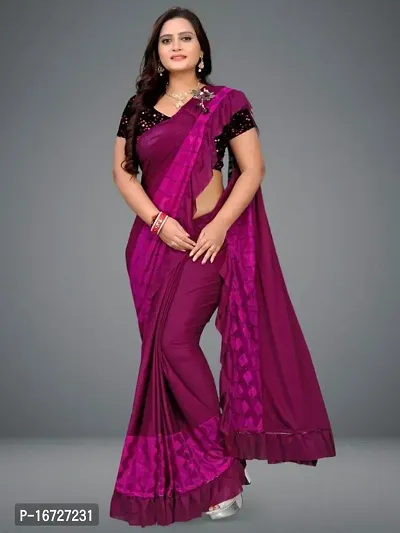 Stylish Lycra Blend Ready To Wear Saree With Blouse Piece