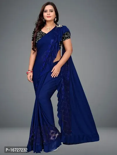 Stylish Lycra Blend Ready To Wear Saree With Blouse Piece