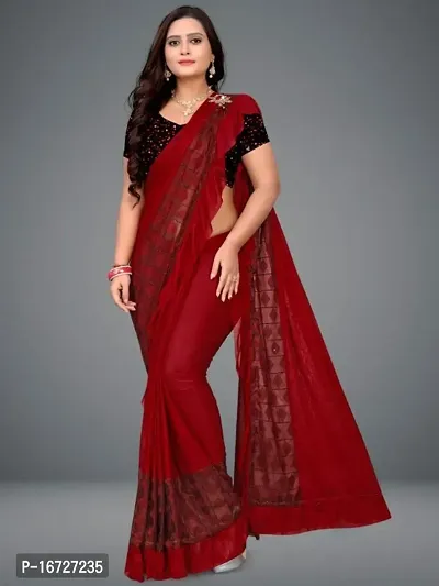 Stylish Lycra Blend Ready To Wear Saree With Blouse Piece