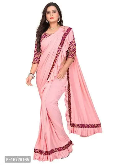 Stylish Lycra Blend Ready To Wear Saree With Blouse Piece