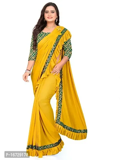 Stylish Lycra Blend Ready To Wear Saree With Blouse Piece-thumb0