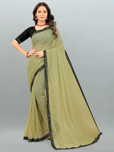 Embellished Lycra Sarees With Blouse Piece