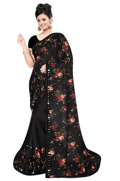 Glamorous Lycra Saree With Blouse Piece