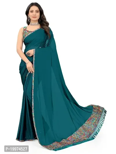 Fancy Lycra Blend Saree with Blouse Piece for Women-thumb0