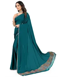 Fancy Lycra Blend Saree with Blouse Piece for Women-thumb1