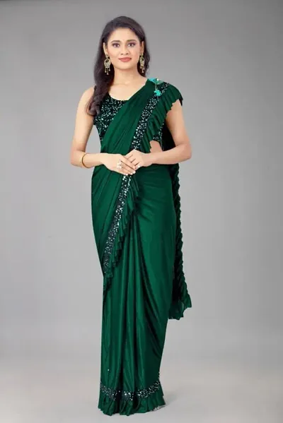 Classic Lycra Saree with Blouse piece For Women