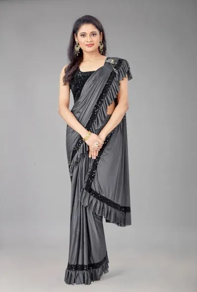 Stylish Women Malai Silk Saree with Blouse piece