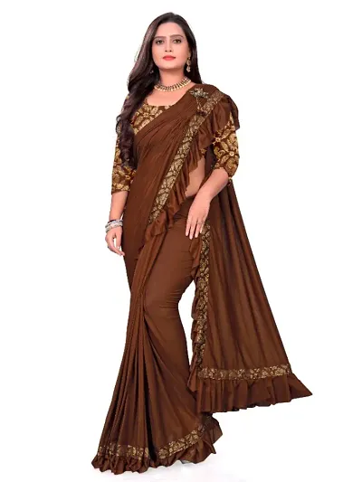 Classic Lycra Saree with Blouse piece for women