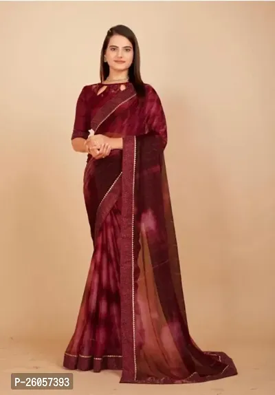 Classic Lycra Saree with Blouse piece for women-thumb0