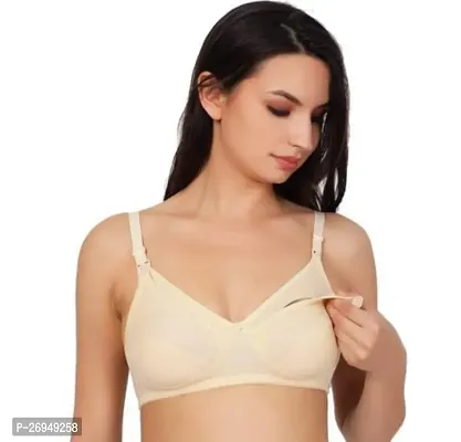 Stylish Beige Cotton Blend Solid Bras For Women