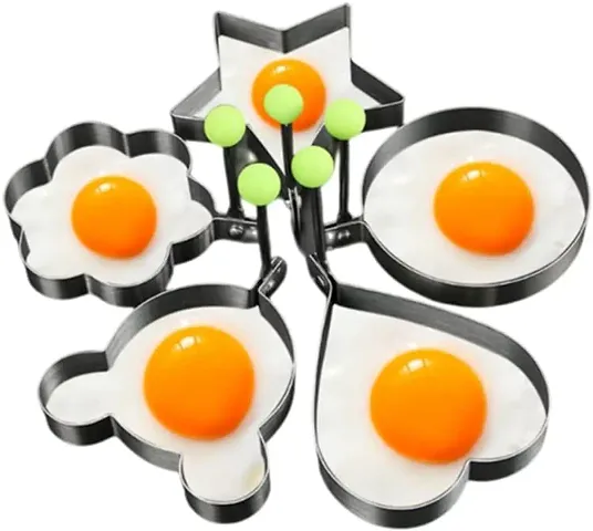 5 PCS Egg Ring Pancake Mold Creative Stainless Steel Omelet Cooking Mold Non Stick Kitchen Cooking Tools