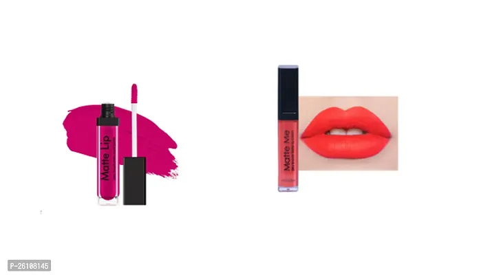 Vonzo Liquid Matte Lipstick Magenta And Tangy Red Pack Of 2-thumb0