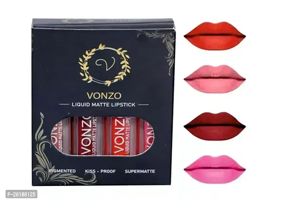 Vonzo Trendy Attractive Smooth Matte Longlasting Liquid Lipsticks Pack Of 4-thumb0