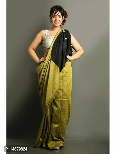 Stylish Fancy Khadi Cotton Saree With Blouse Piece For Women-thumb0